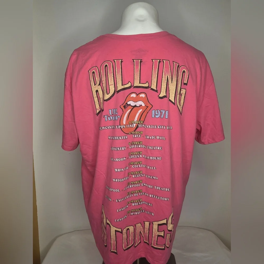 The Rolling Stones Size XXL Authentic UK Tour 1971 - Pink  T-Shirt Ptp 24" - Picture 2 of 8